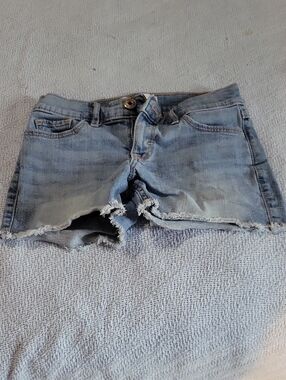 abercrombie kids Light Blue Frayed Hem Denim Shorts